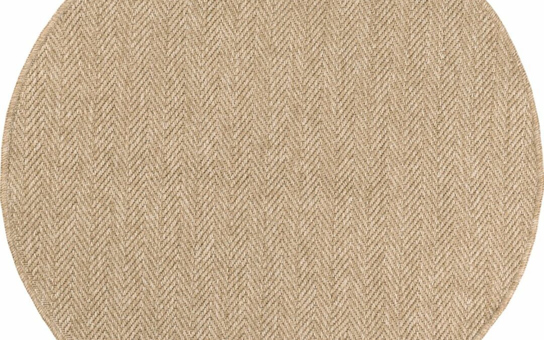Tapis rond aspect jute chevrons