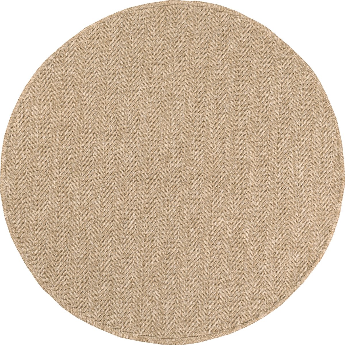 Tapis rond aspect jute chevrons